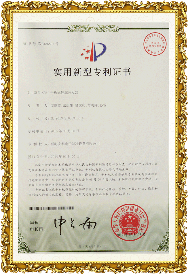 Patent certificate